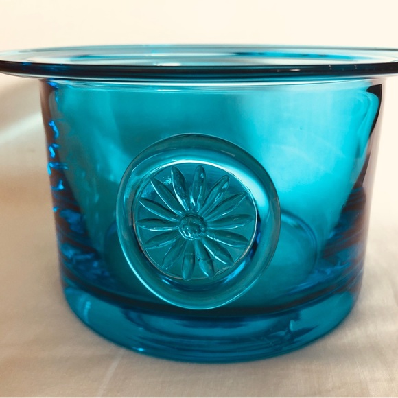 Vintage Dartington Glass Blue Daisy Bowl Frank Thrower 1960s - Picture 4 of 4